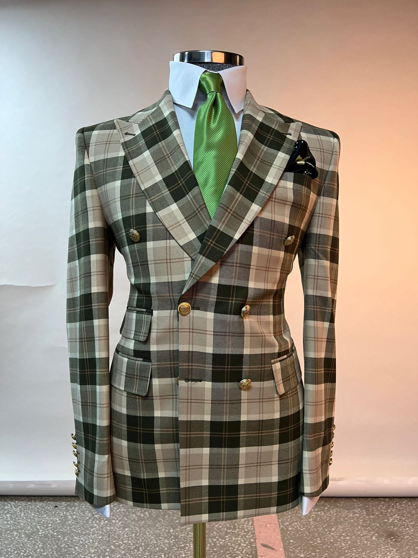 Double Breasted suit and pant of same fabric as jacket